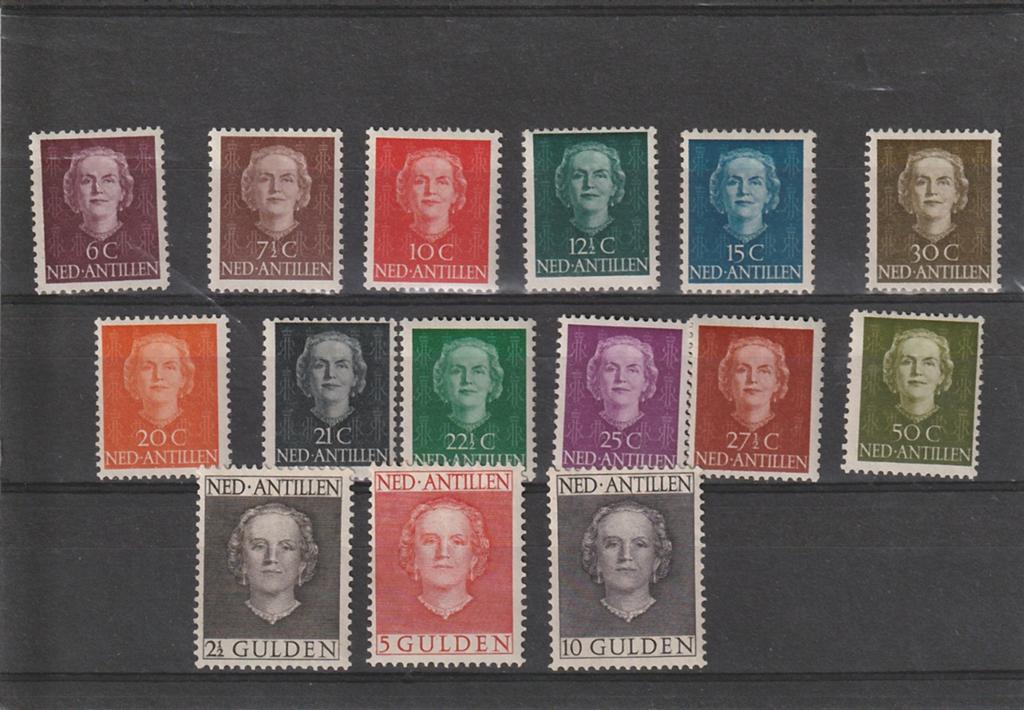 Ned Antillen 1950 serie Koningin Juliana En Face postfris, Ophalen of Verzenden, Postfris