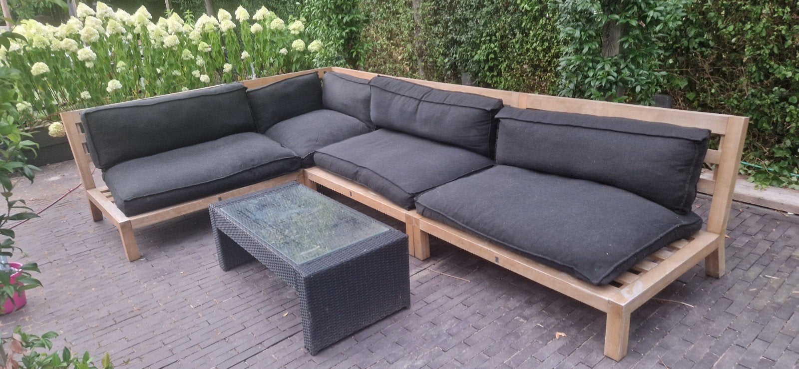 Loungeset acacia teak 7 persoons - Karwei, Ophalen, Gebruikt, Loungeset, Bank
