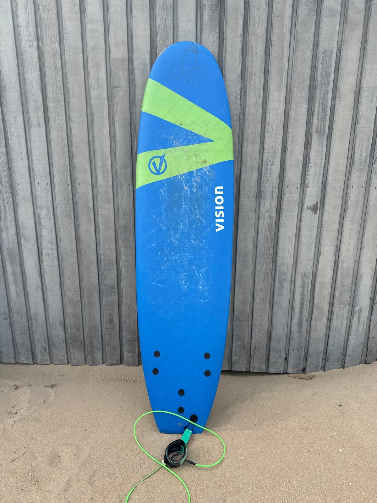 Vision Softlite Softtop Surfboard 7'0" met Leash, Watersport en Boten, Ophalen, Gebruikt, Funboard, Met vinnen