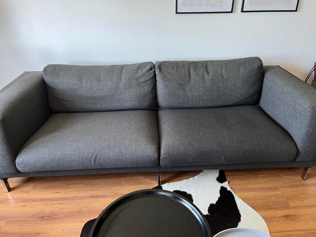 Antraciet grijze  hoes voor Ikea nockeby  3-zits en poef, Ophalen of Verzenden, Gebruikt, Rechthoekig