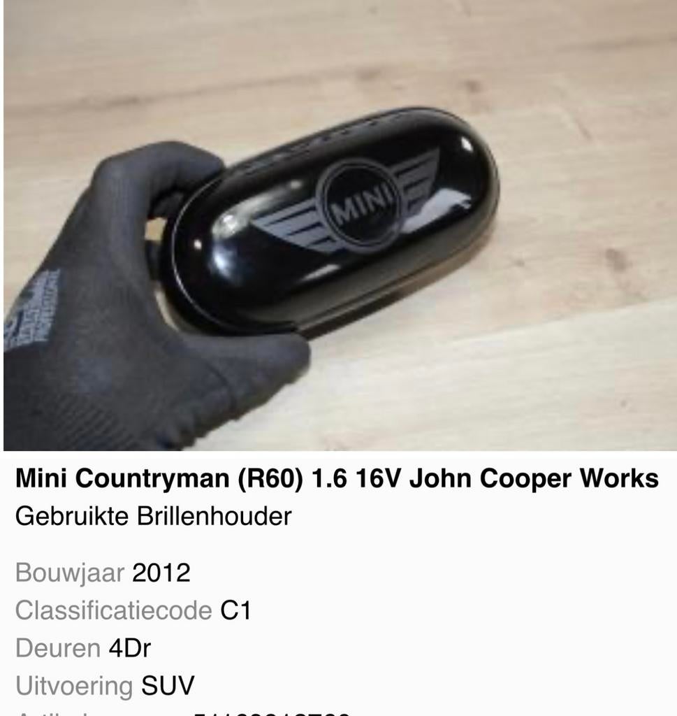 Originele mini Countryman brillen houder incl bevestiging, Auto diversen, Ophalen of Verzenden