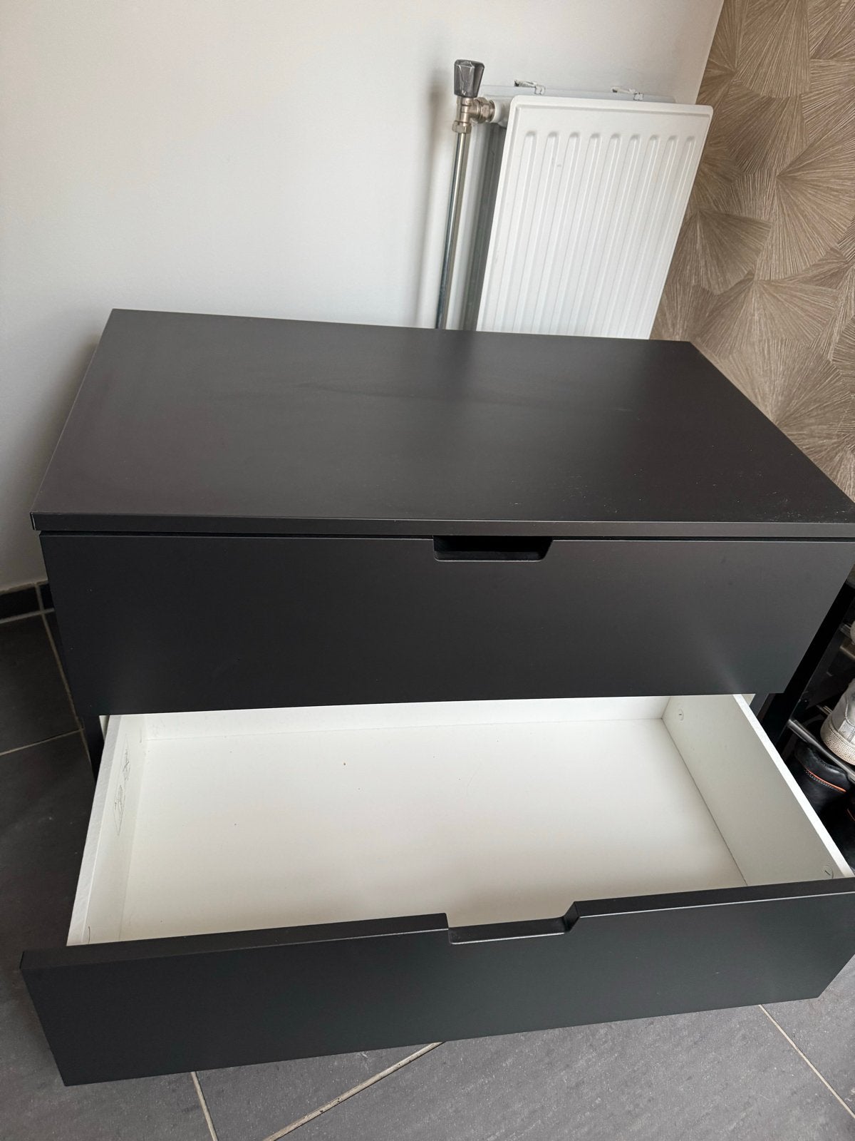 Ikea Nordli ladekast 2 lades, antraciet, 80x54 cm, Ophalen, Gebruikt, 1 of 2 laden, 50 tot 100 cm