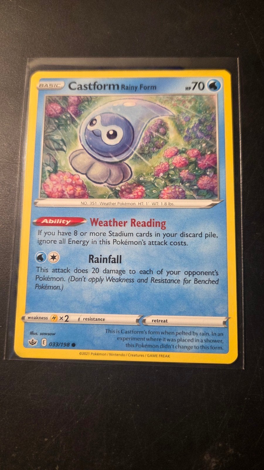 Castform (Rainy Form) 033/198 Chilling Reign Pokémon Kaart, Verzenden, Zo goed als nieuw, Losse kaart