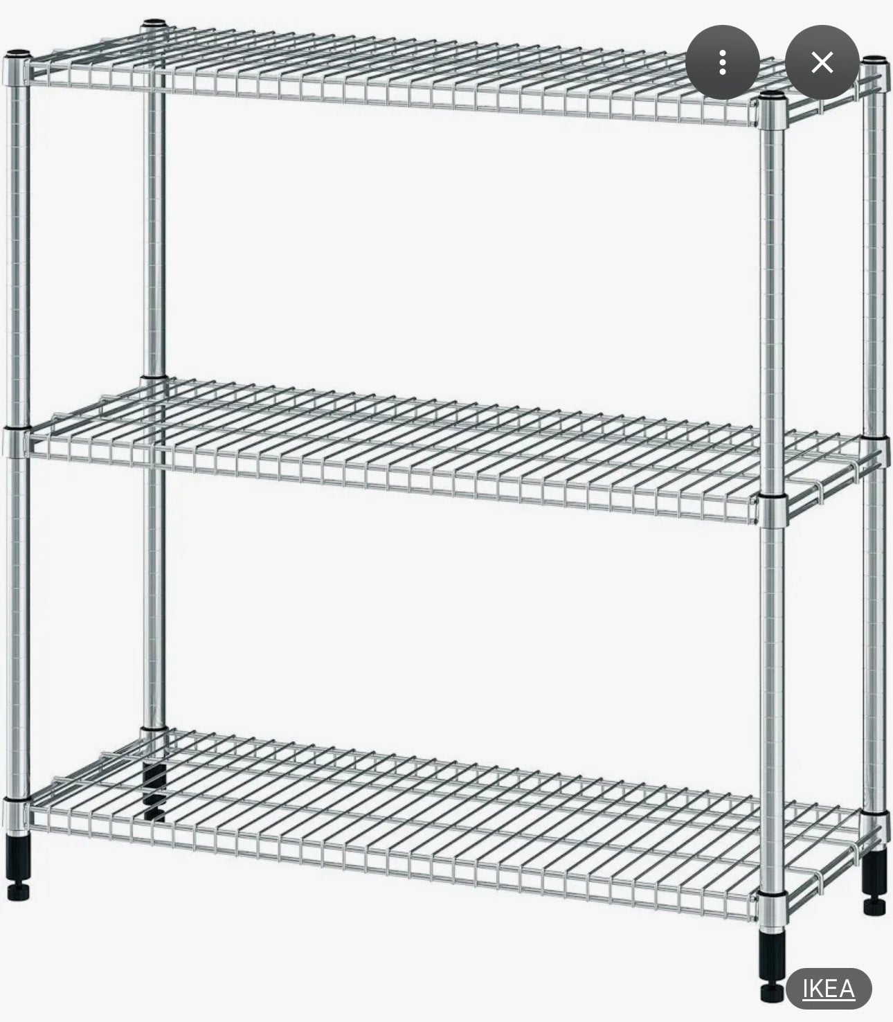 IKEA OMAR Stellingkast - Verchroomd staal, 3 planken, Ophalen, Gebruikt