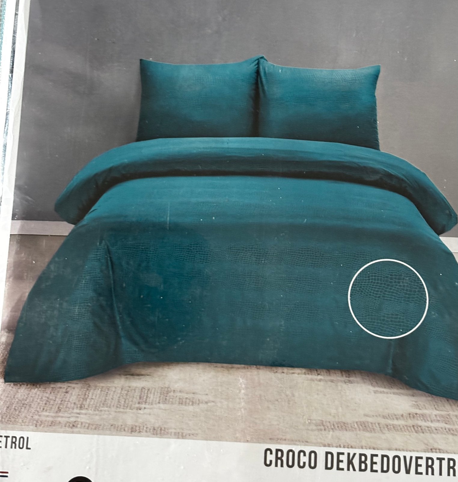 Husch Croco Dekbedovertrekset - Petrol - 240x200/220 cm, Huis en Inrichting, Slaapkamer | Beddengoed, Ophalen of Verzenden, Nieuw