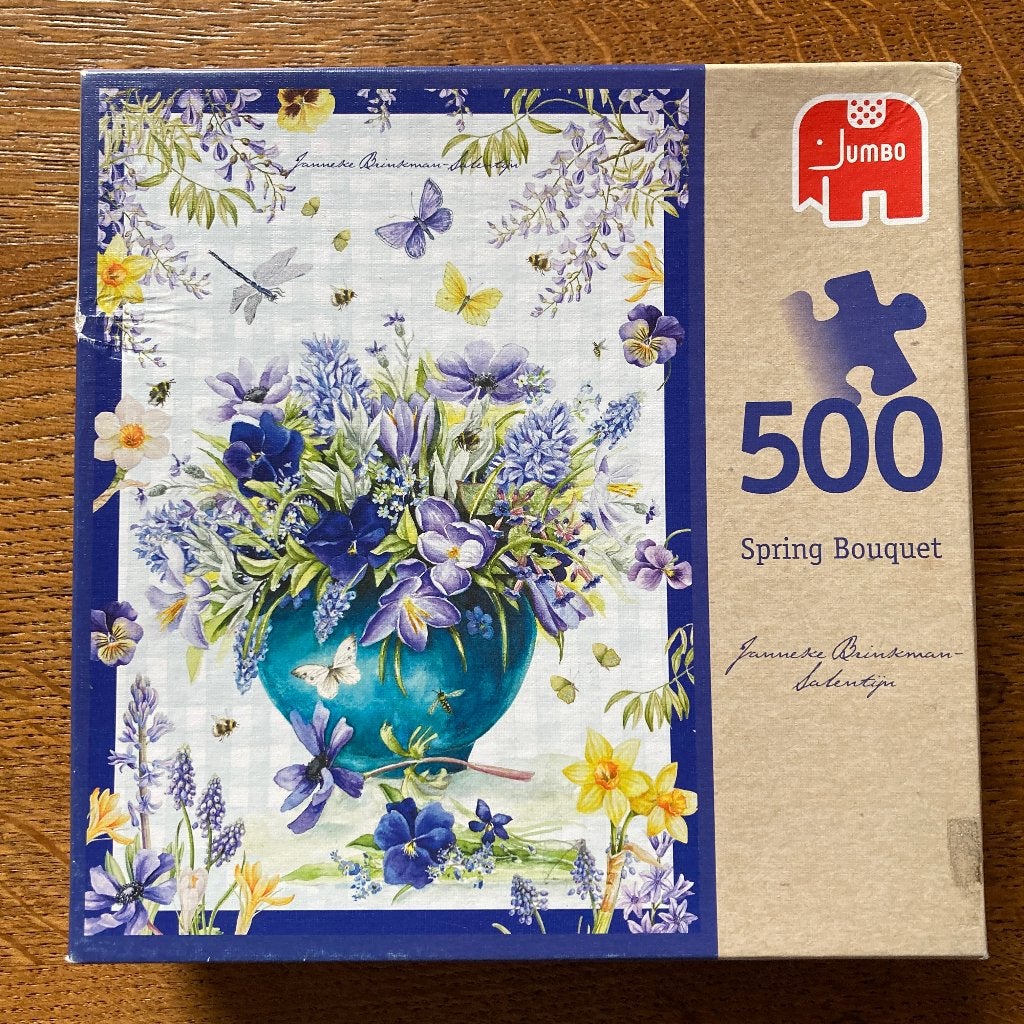 Jumbo puzzel - Spring Bouquet - Janneke Brinkman 500pcs, Ophalen of Verzenden, Minder dan 500 stukjes, Zo goed als nieuw, Legpuzzel