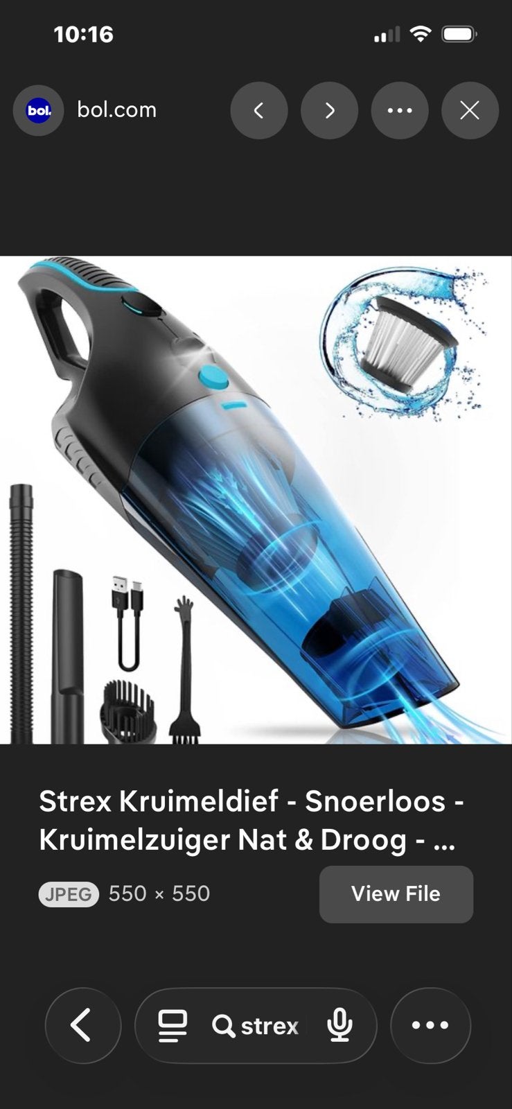 Strex Kruimeldief - Snoerloos - Kruimelzuiger Nat & Droog, Overige merken, Kruimeldief, Draadloos, Ophalen of Verzenden