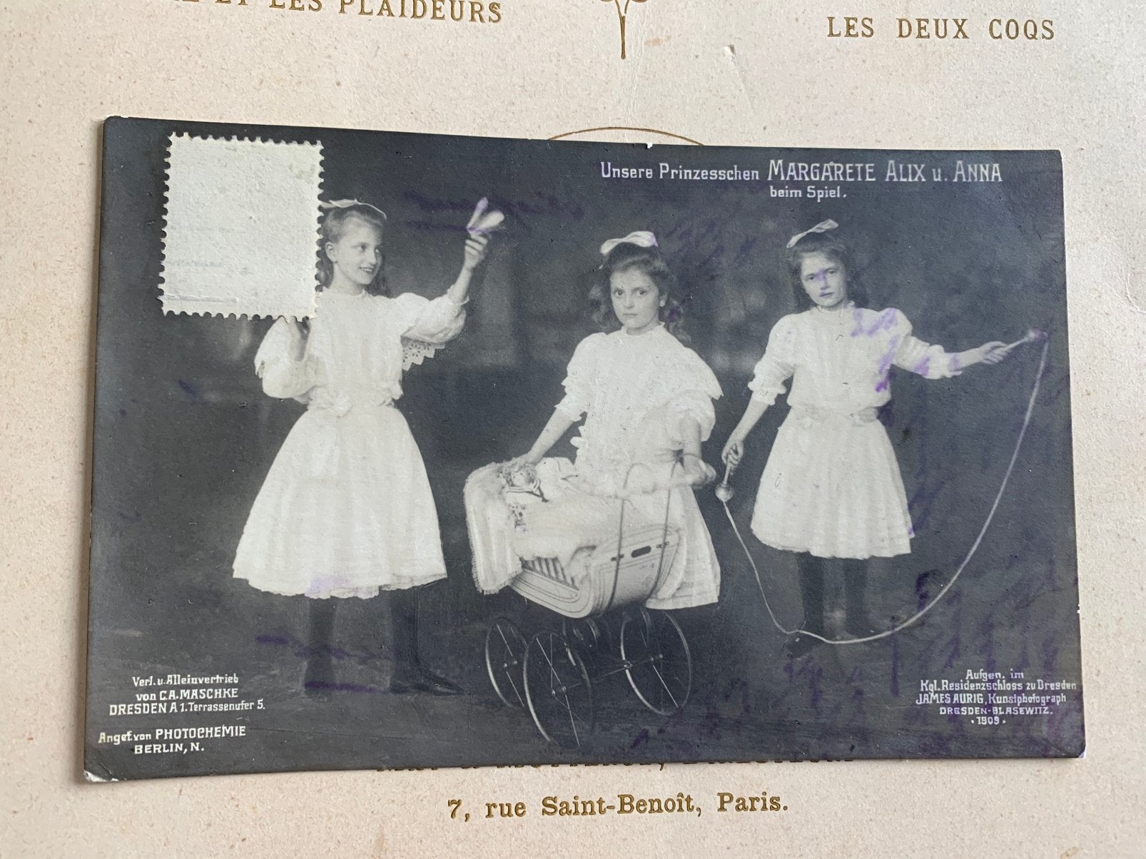 1909 Prinses Margarete, Alix en Anna van Saksen (NN), Ophalen of Verzenden, Voor 1920, Gelopen, Sterren en Beroemdheden