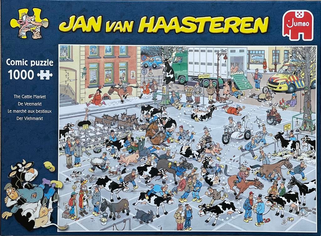 Puzzel Jan van Haasteren - De veemarkt 1000 stukjes compleet, Ophalen of Verzenden, 500 t/m 1500 stukjes, Zo goed als nieuw, Legpuzzel