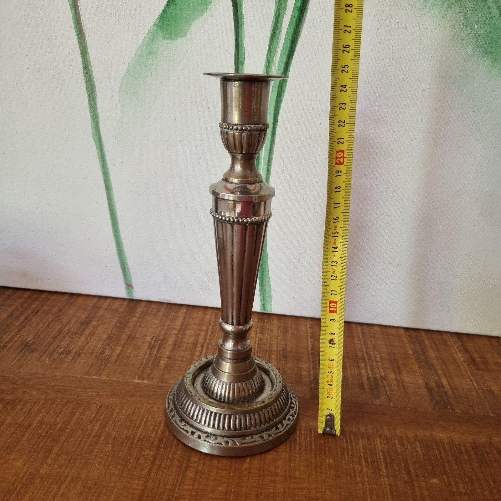 1930! 1 Vintage Empire stijl kandelaar verzilverd wit metaal, Antiek en Kunst, Antiek | Kandelaars, Ophalen of Verzenden, Zilver