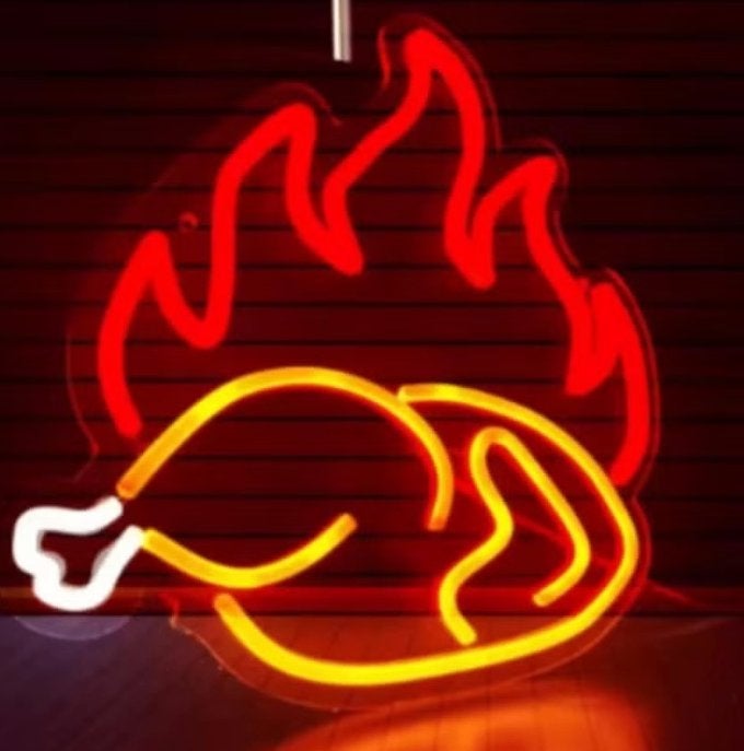 LED lamp neon stijl Geroosterde Kip (30x30cm), Verzamelen, Merken en Reclamevoorwerpen, Ophalen of Verzenden, Nieuw, Lichtbak of (neon) lamp