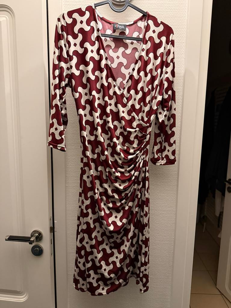 Travelstof jurk van L'Onkel Paris, Boetiekje Maastricht, Maat 46/48 (XL) of groter, Ophalen of Verzenden, Zo goed als nieuw, Knielengte