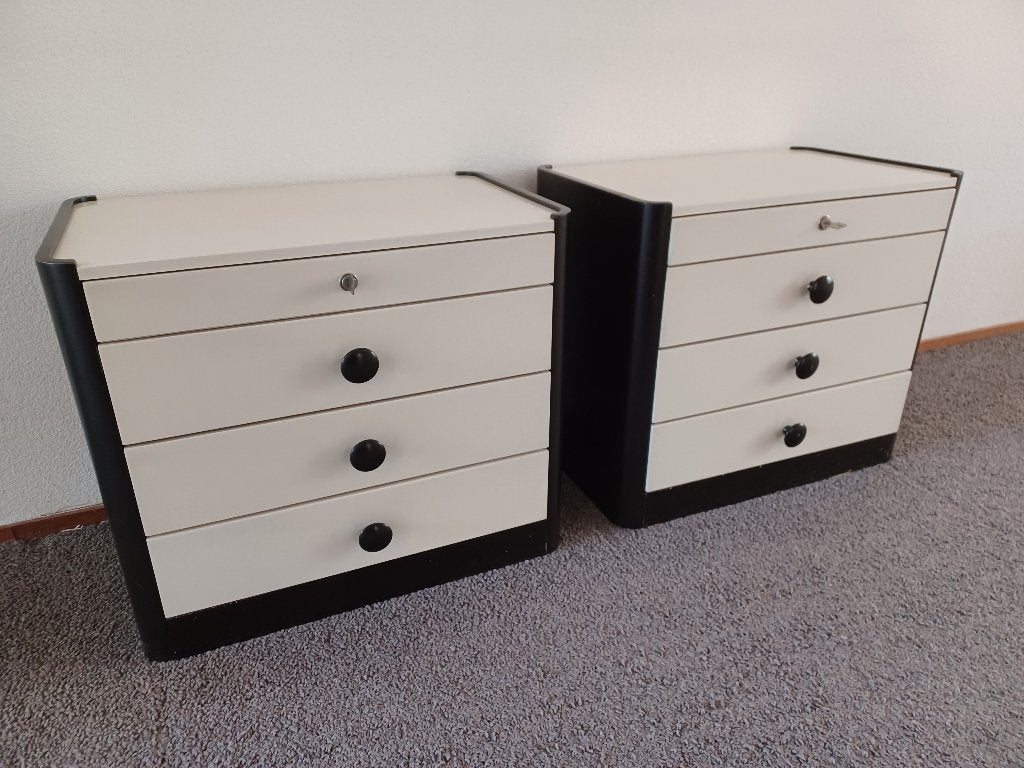 Stel Witte Nachtkastjes, Huis en Inrichting, Slaapkamer | Nachtkastjes, Ophalen, Gebruikt, 45 tot 65 cm, Minder dan 55 cm