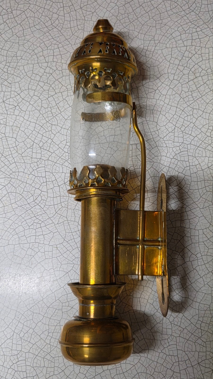 Antieke Messing Treinwagon- of Koetslamp, Ophalen