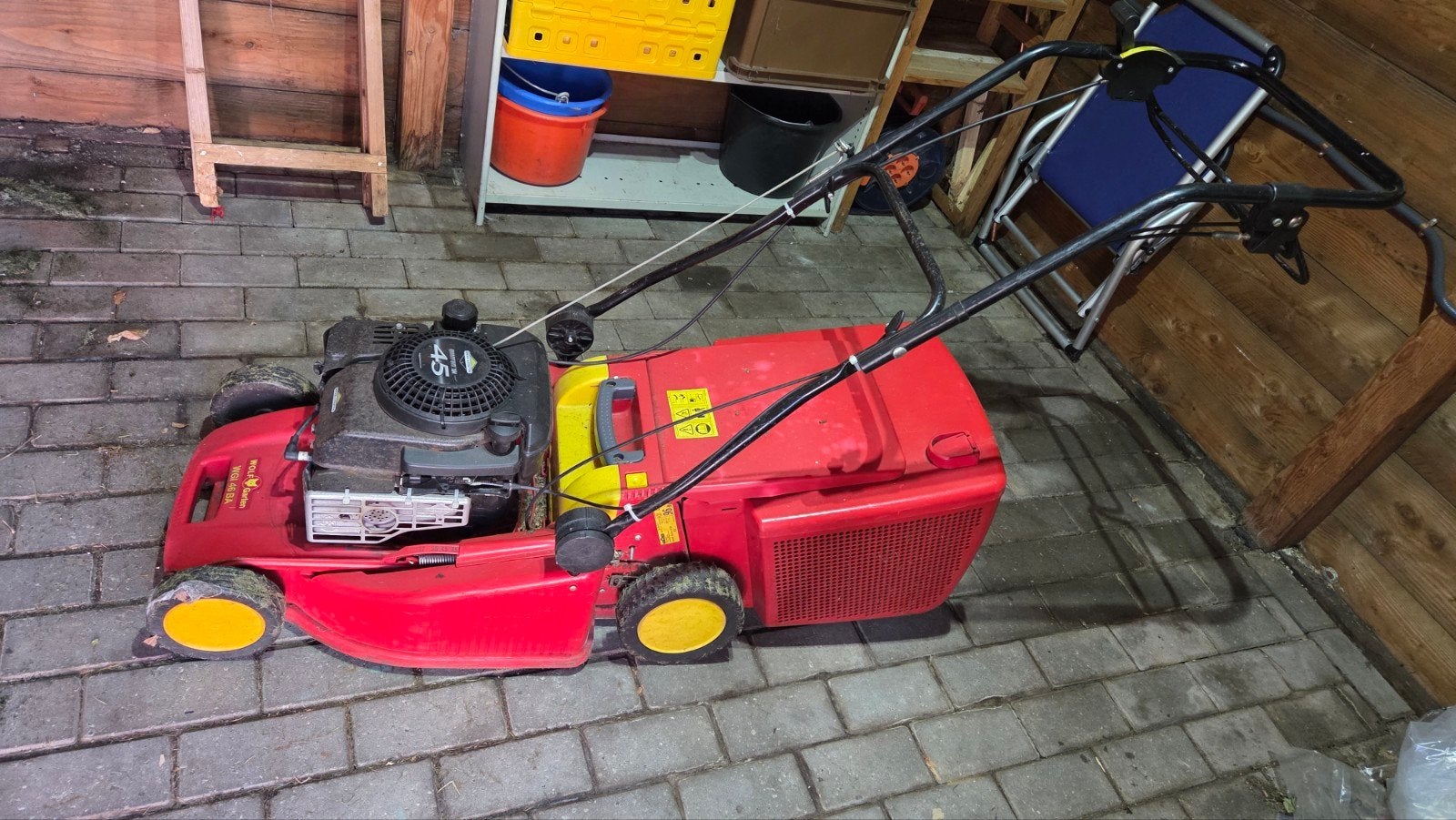 Wolf Garten WGI 46 BA Benzine Grasmaaier Briggs & Stratton, Ophalen, Cirkelmaaier, Opvangbak, Benzine-grasmaaier