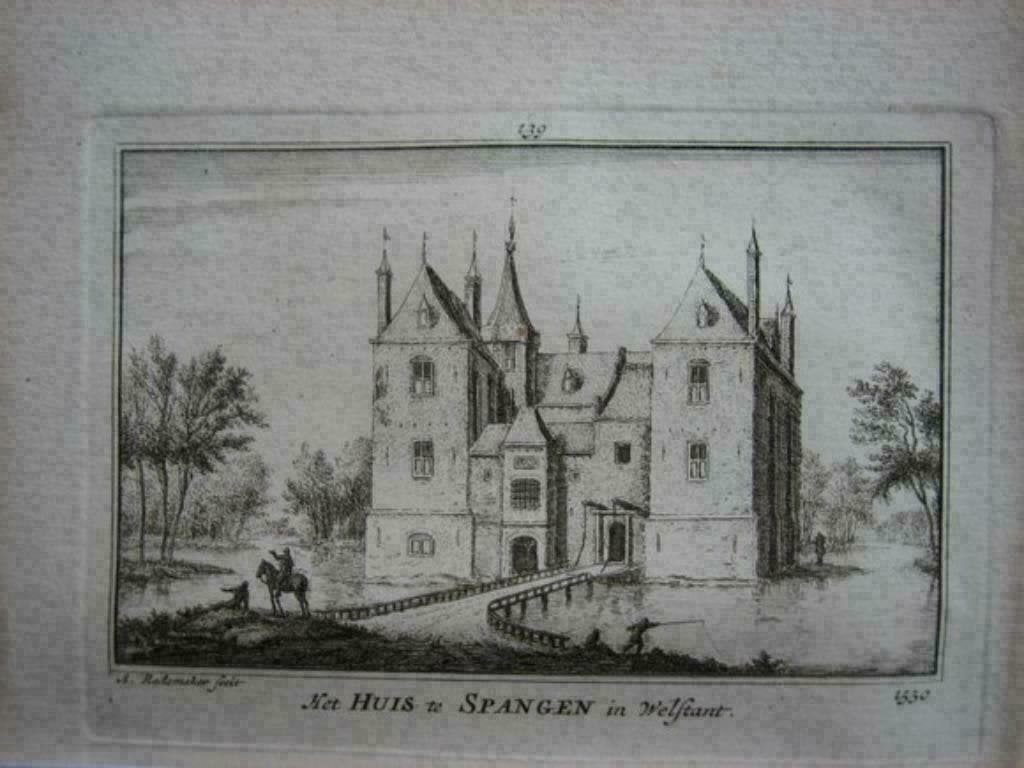 139 / Spangen het Huis Kopergravure 18e eeuw, Ophalen of Verzenden