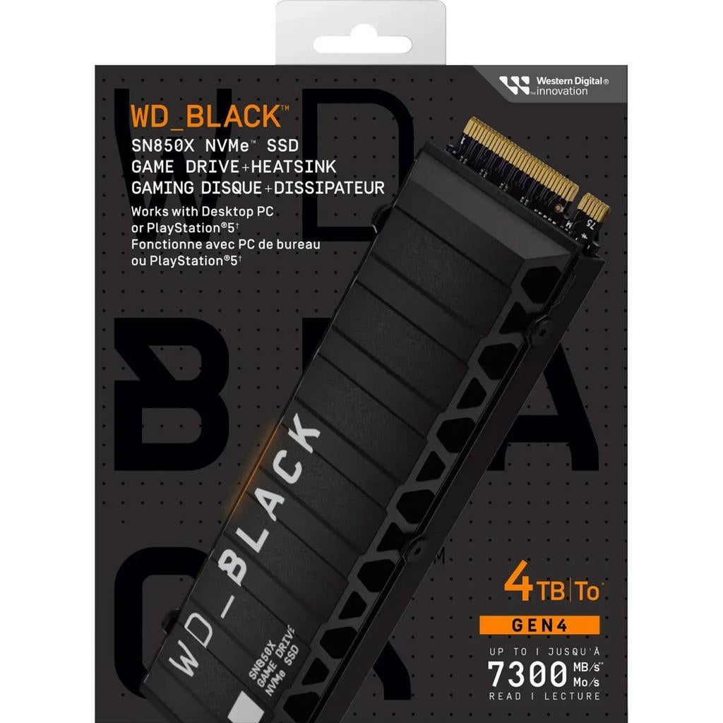 WD_Black SN850X 4TB SSD Heatsink PC/PS5, Computers en Software, Harde schijven, Nieuw, Desktop, Intern, SSD, Overige aansluitingen