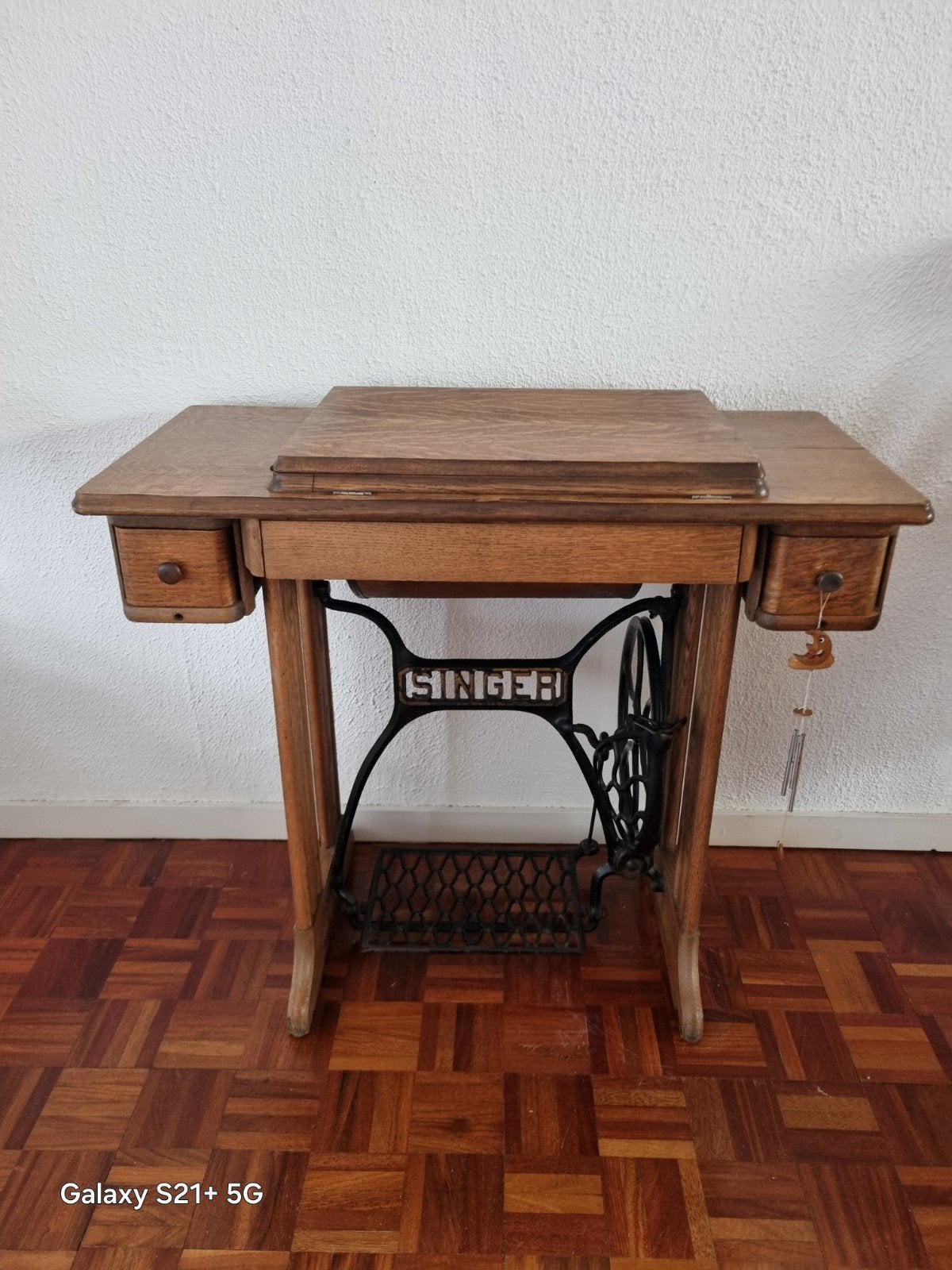 Antieke Singer Naaimachine met Houten Tafel, Ophalen