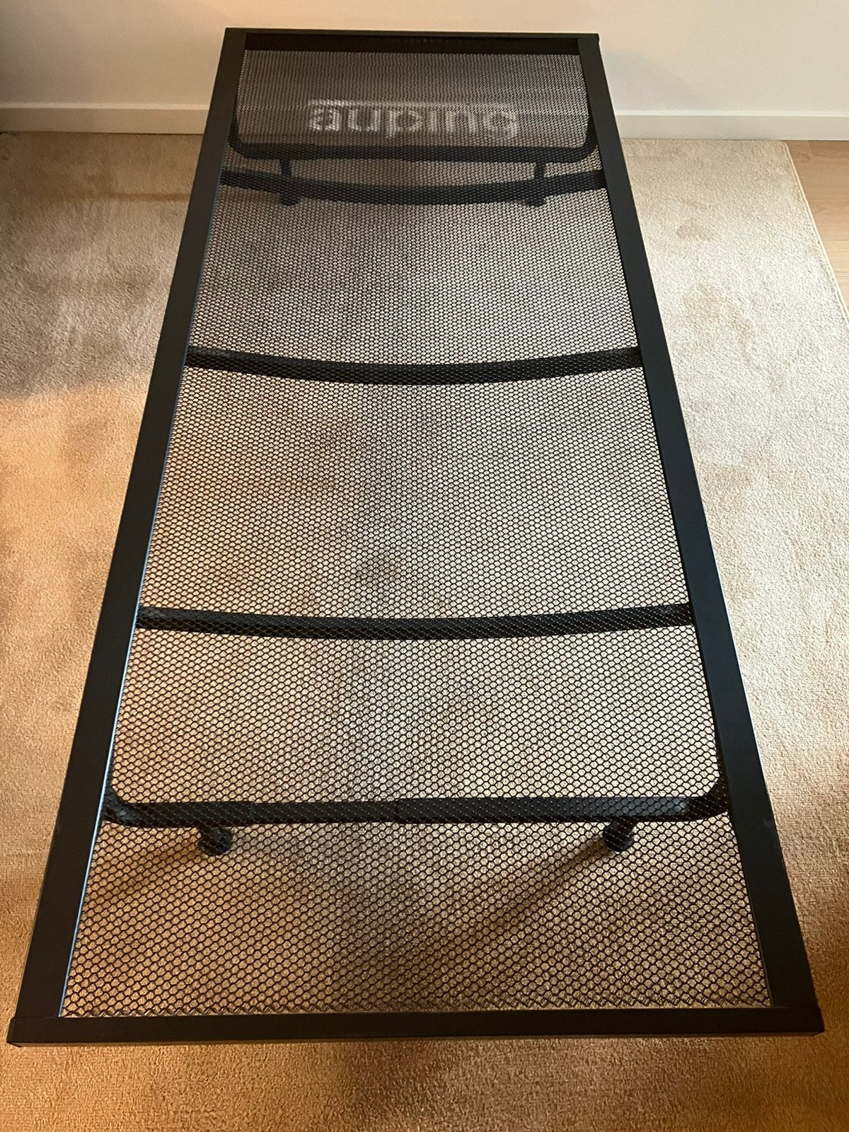 Auping bed zwart spiraalbodem + onderzetpoten staal 90 x 210, Ophalen, 90 cm, Eenpersoons, Zo goed als nieuw