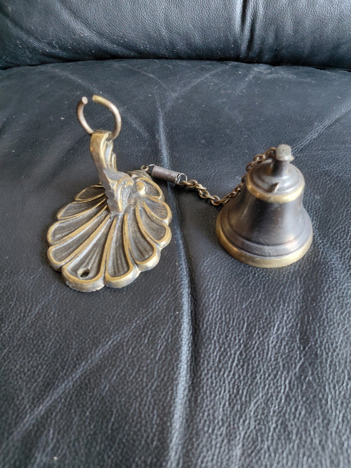 Antieke bronzen deurbel met ketting, Antiek en Kunst, Ophalen of Verzenden