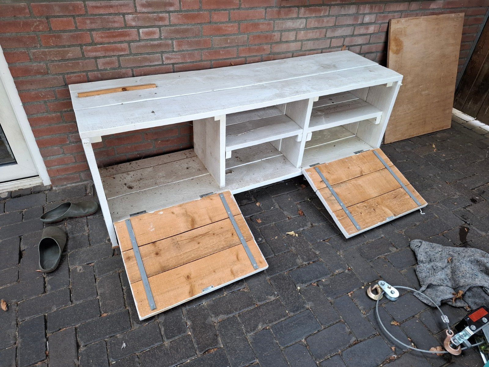 tv meubel, Gebruikt, Zelfbouw, 150 tot 200 cm, Ophalen of Verzenden