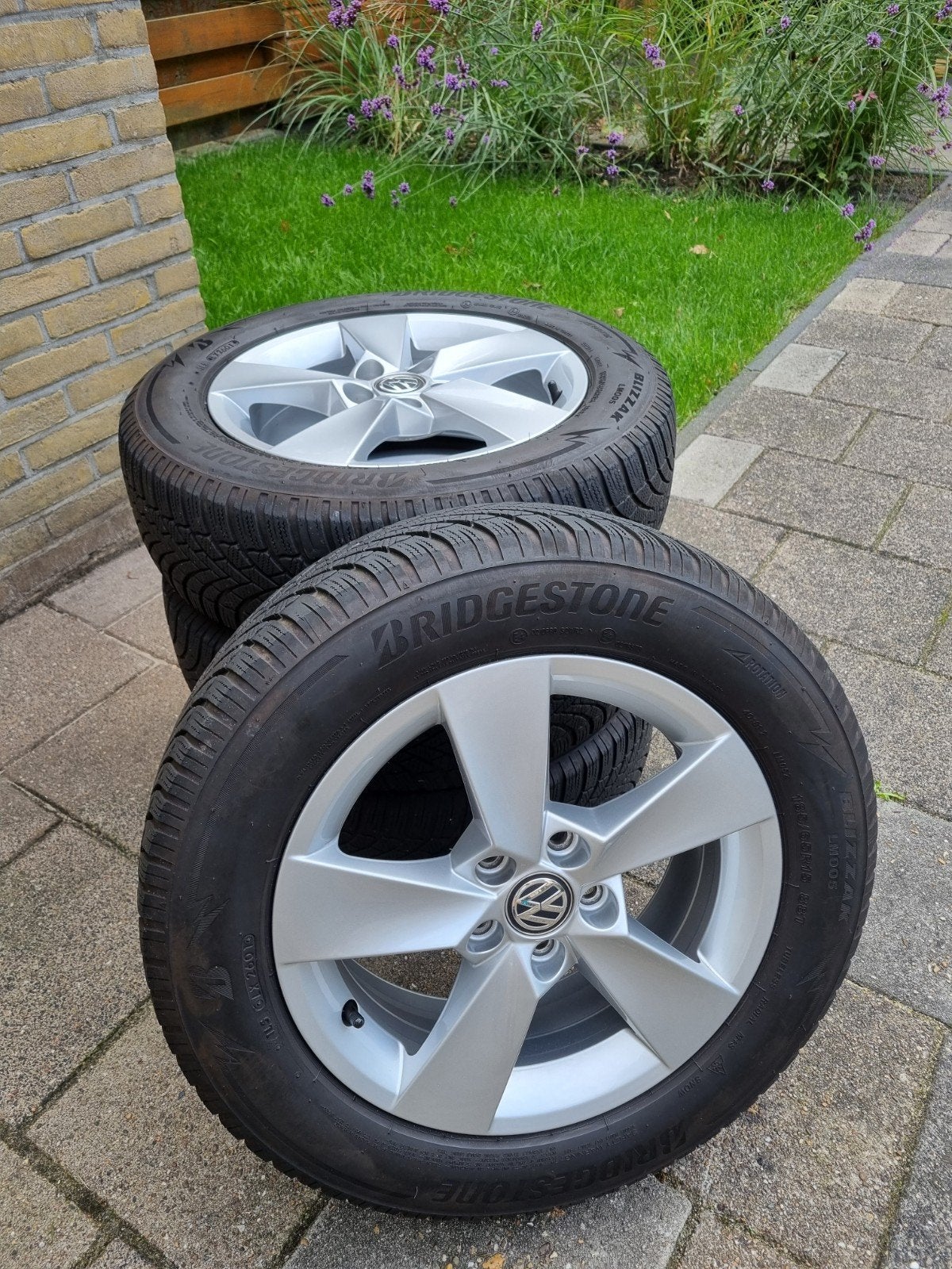 Originele velgen met winterbanden VW Polo/Skoda Fabia 15", Ophalen, Gebruikt, 15 inch, Banden en Velgen
