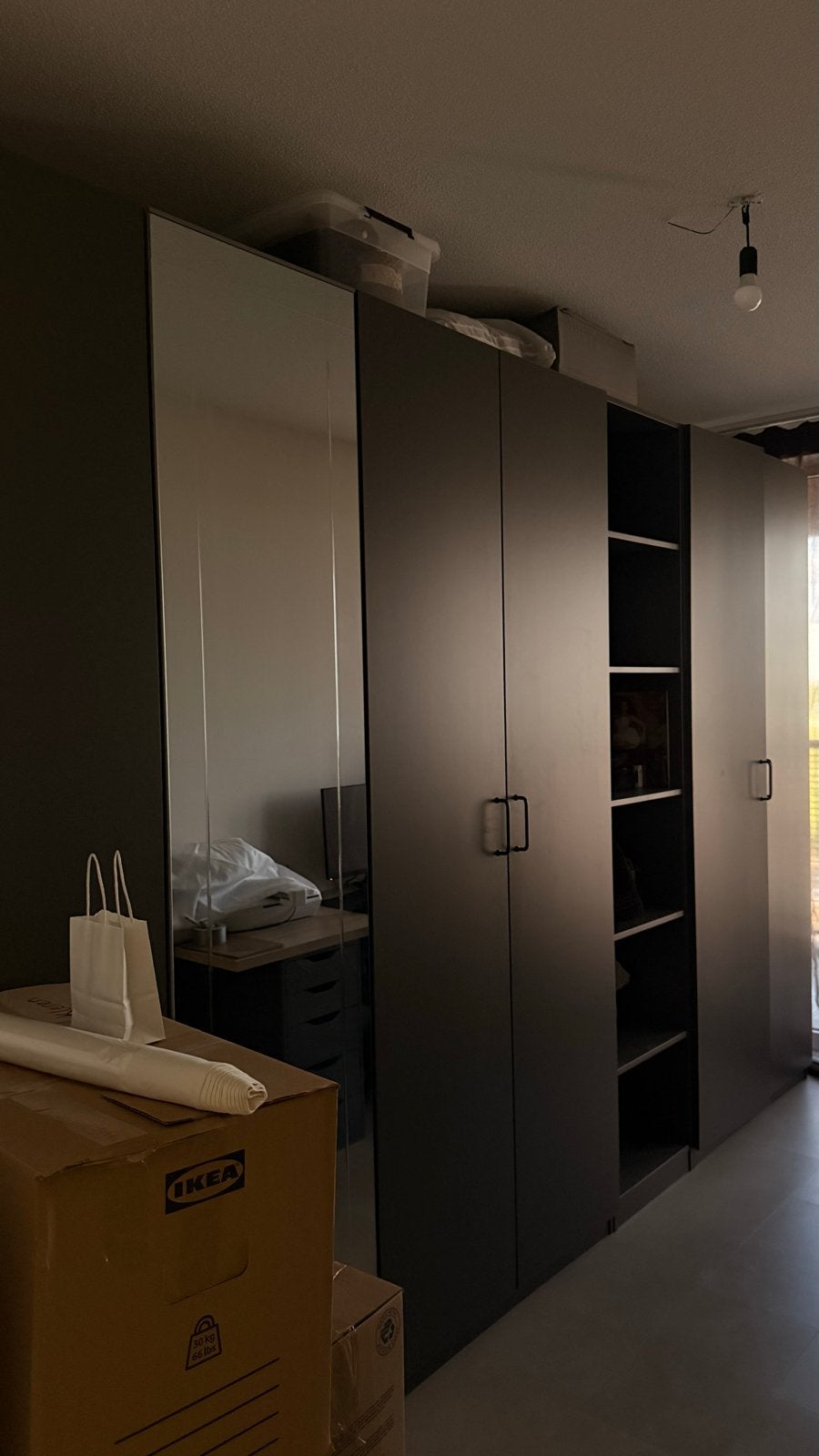 IKEA Pax Kast Grijs/Zwart - 3 Kledingkasten + 1 Open Kast, Ophalen, Overige materialen, Gebruikt, 200 cm of meer