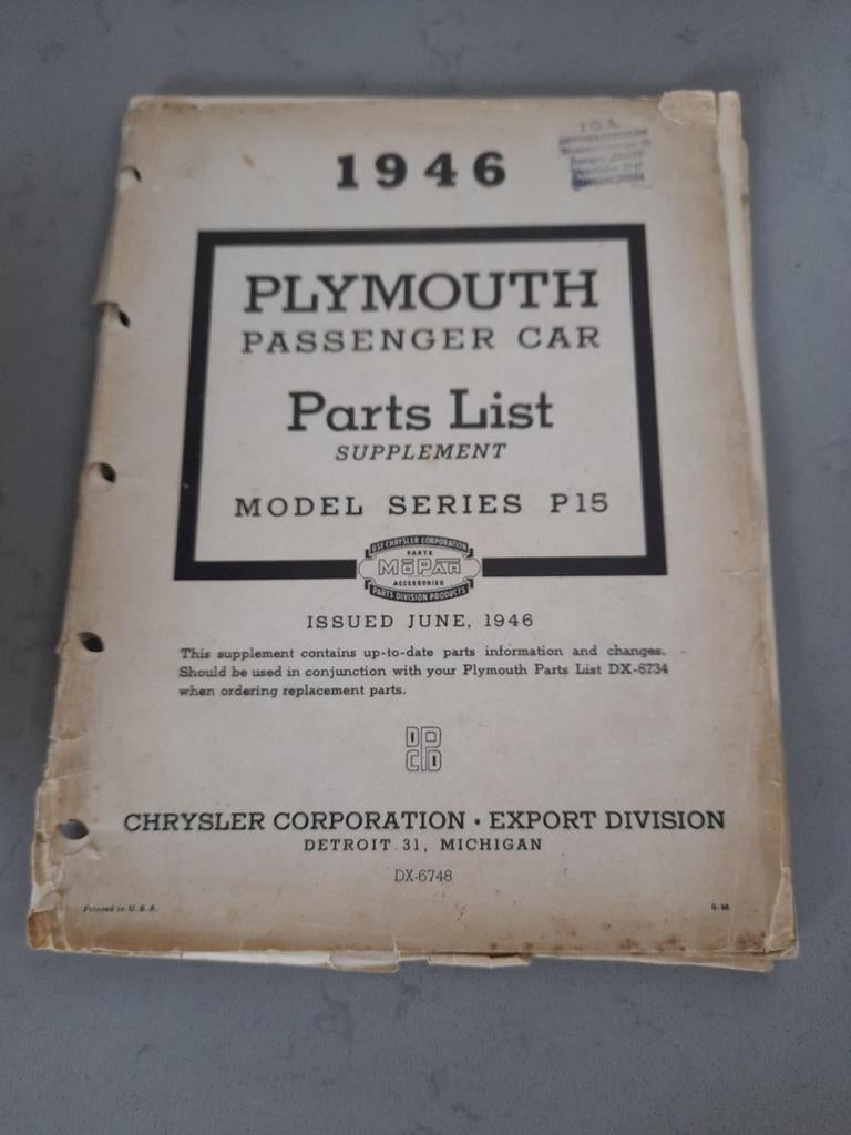 Onderdelenlijst Fargo & Plymouth (1933-1946), Ophalen of Verzenden, Gelezen, Overige merken, Chrysler Corporation