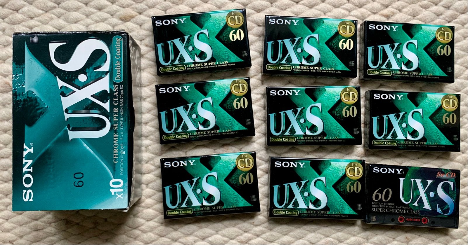 9x NOS Sony UX-S60 cassettebandjes NIEUW UX-S UXS 60 C60 OVP, 2 t/m 25 bandjes, Ophalen of Verzenden, Sony, Met bewaardoos, rek of koffer