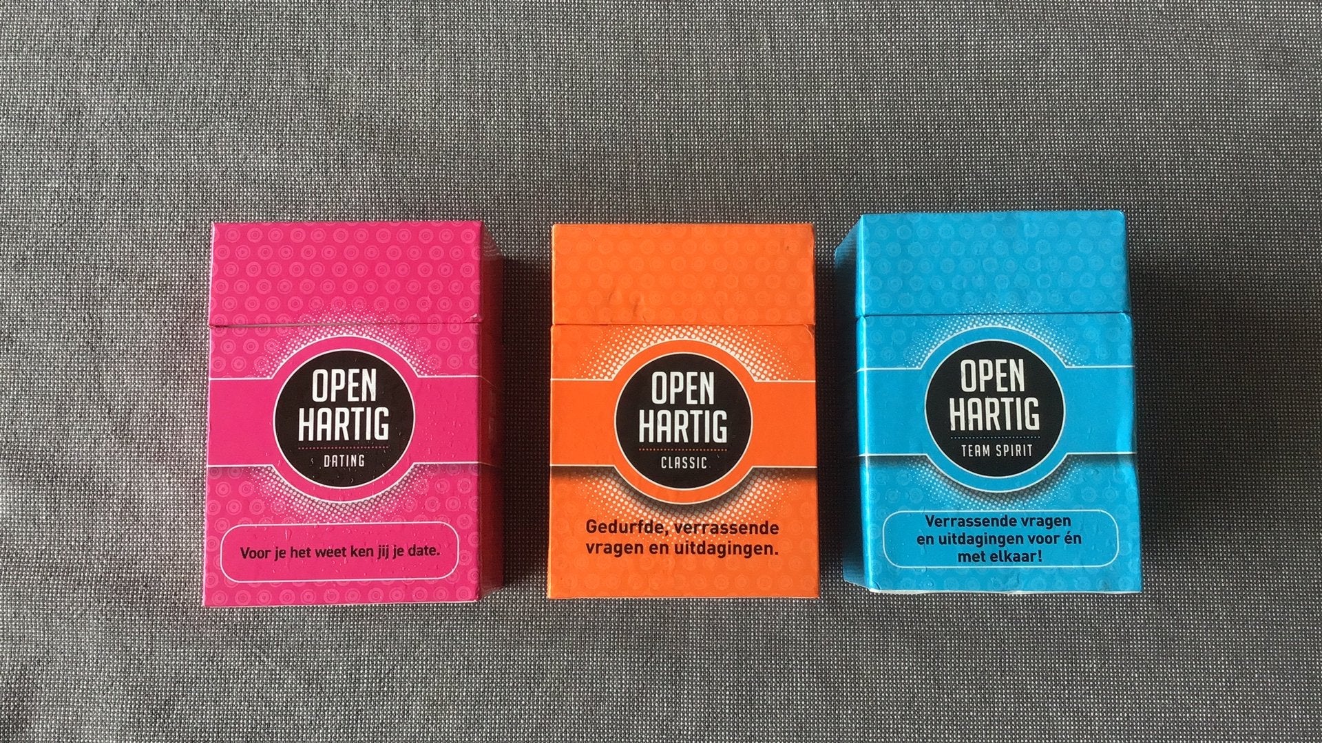 3 x Openhartig. Classic - Dating - Team Spirit. Als nieuw., Vijf spelers of meer, Ophalen of Verzenden, Zo goed als nieuw