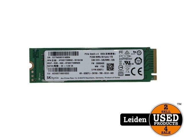 SK Hynix 1TB M.2 2280 PCIe Gen3 x4 NVMe SSD, Flex Ltd., Zo goed als nieuw, https://flex.com/contact-us, Nobelstraat 10, 5807 GA Oostrum LB, Limburg, Nederland