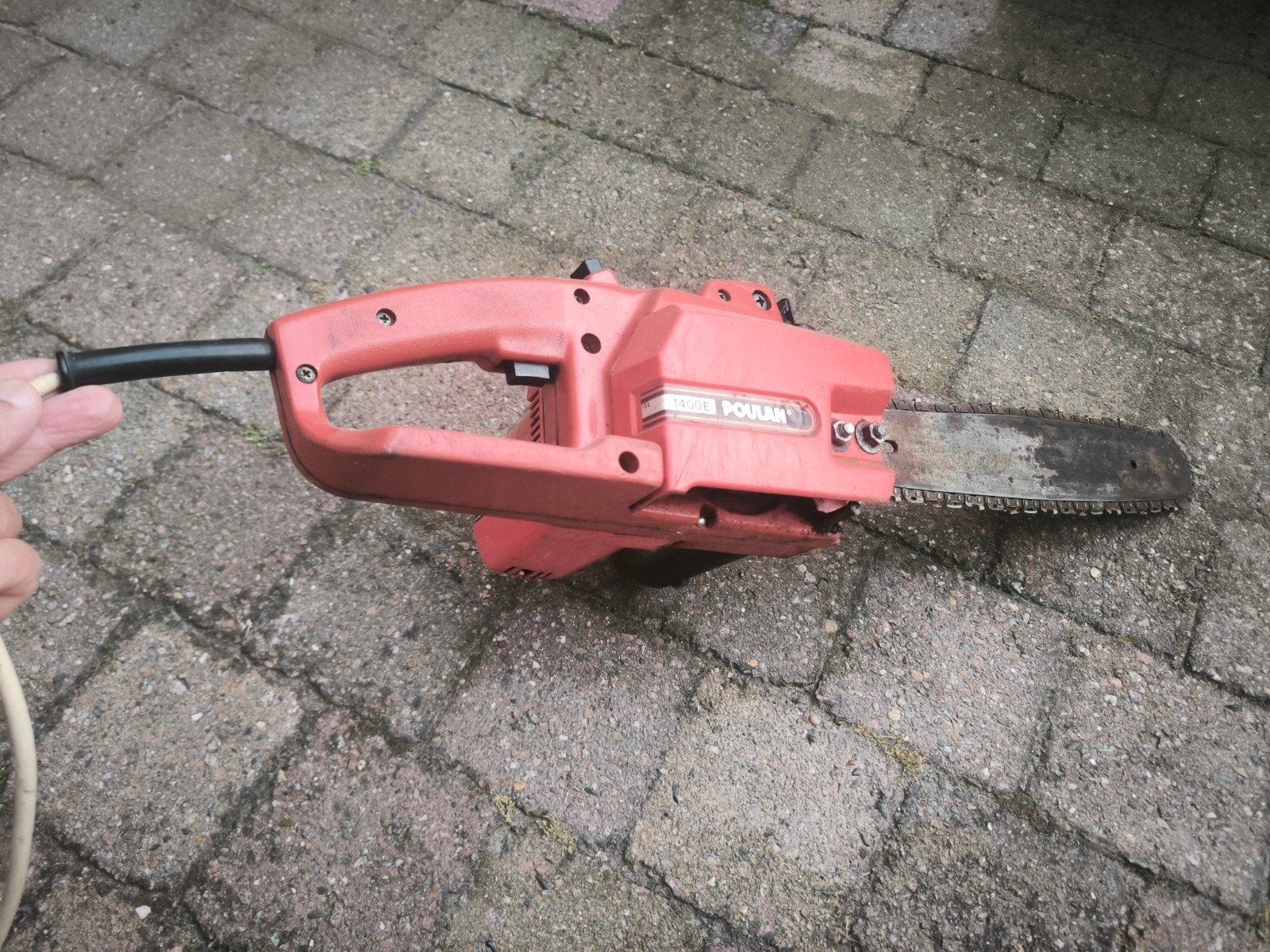 Poulan 1400E-II.S.D. elektrische kettingzaag, Gebruikt, 70 mm of meer, Kettingzaag, Ophalen of Verzenden