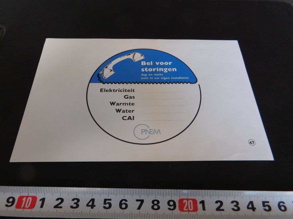 sticker PNEM Bel voor storingen  XXA798, Verzamelen, Ophalen of Verzenden, Zo goed als nieuw