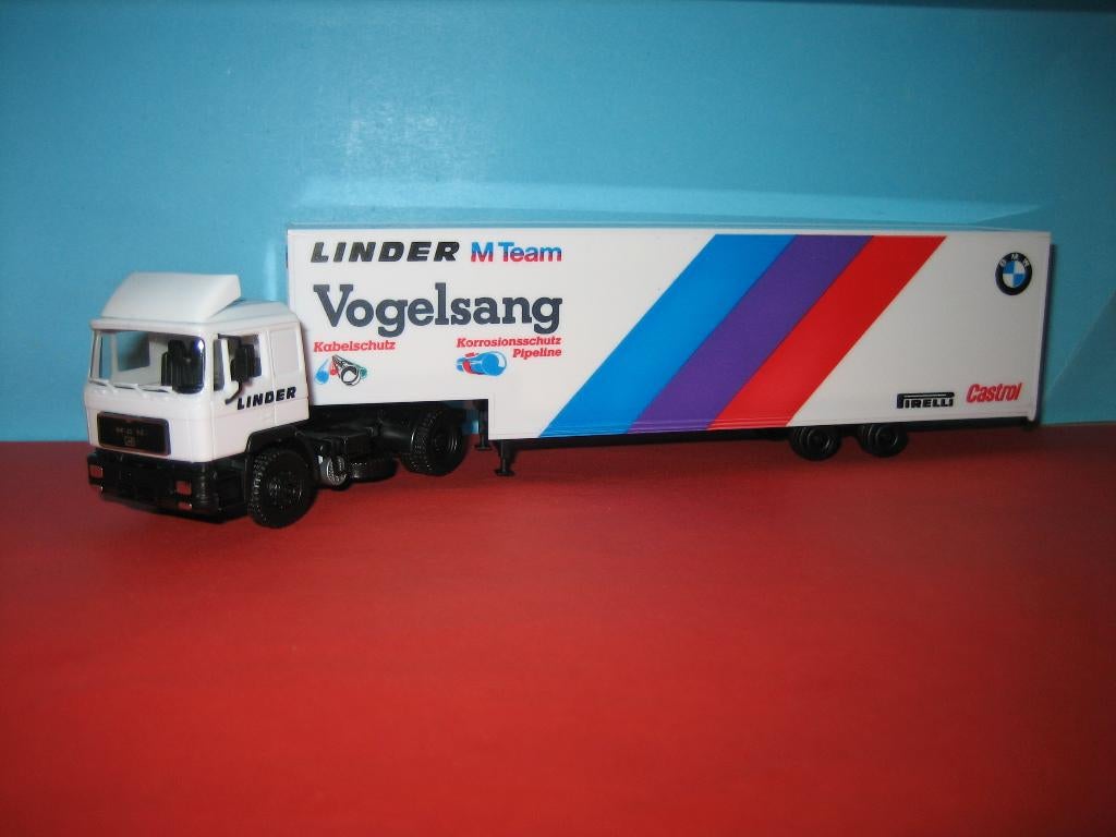 Linde-Vogelsang  MAN met oplegger  Herpa, Hobby en Vrije tijd, Modelauto's | 1:87, Ophalen of Verzenden, Zo goed als nieuw, Bus of Vrachtwagen