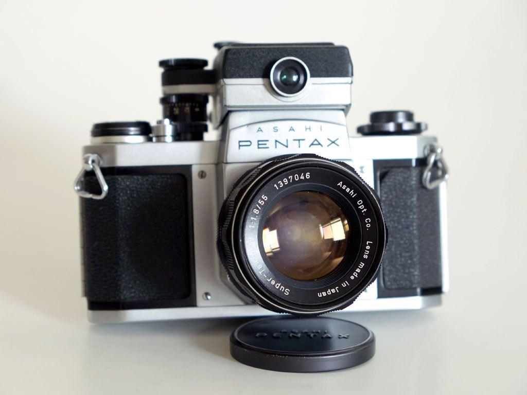 Pentax Asahi SV body, SMC Takumar 55mm 1.8 lens, Ophalen, Gebruikt, Spiegelreflex, Pentax