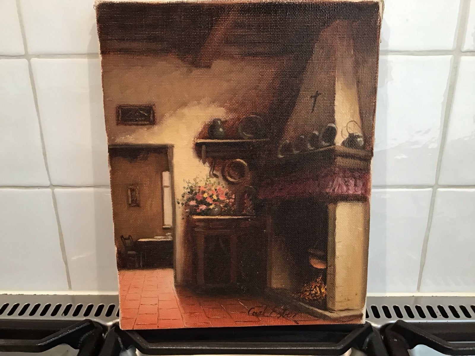 Antiek olieverf schilderij gesigneerd Carl Ester, Antiek en Kunst, Kunst | Schilderijen | Klassiek, Doek, Ophalen of Verzenden