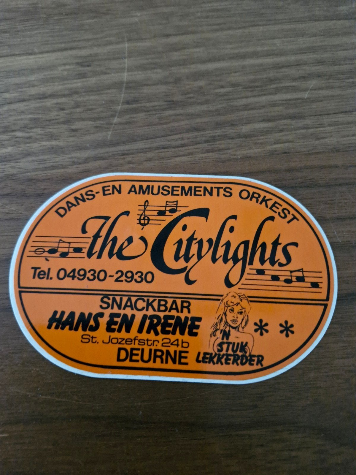 1370 Sticker The Citylights Snackbar Hans en Irene 12x8cm, Verzamelen, Ophalen of Verzenden, Nieuw