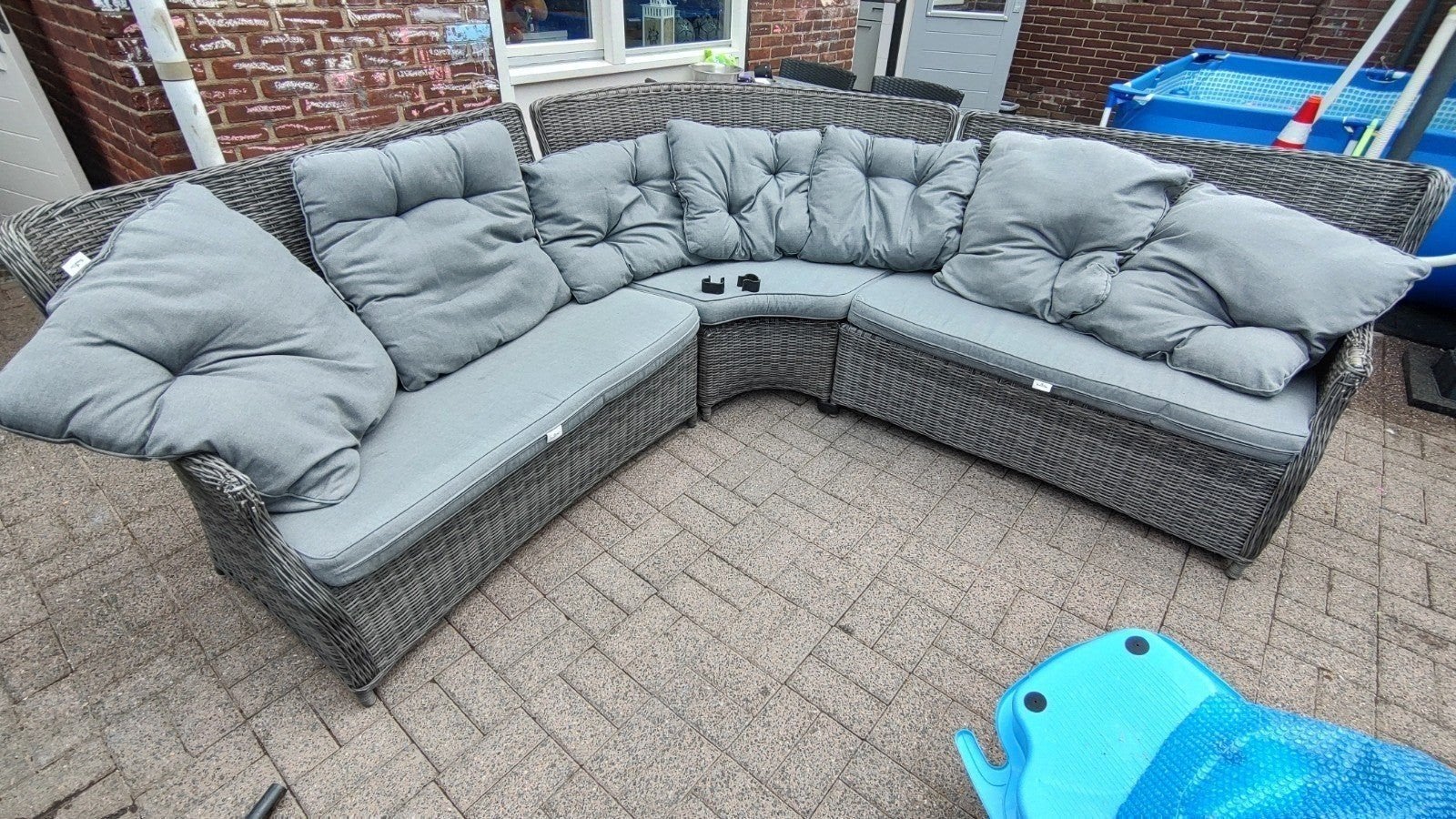 Te Koop Loungebank Half Rond €75,-, Tuin en Terras, Tuinsets en Loungesets, Ophalen, Gebruikt, Rotan, Loungeset