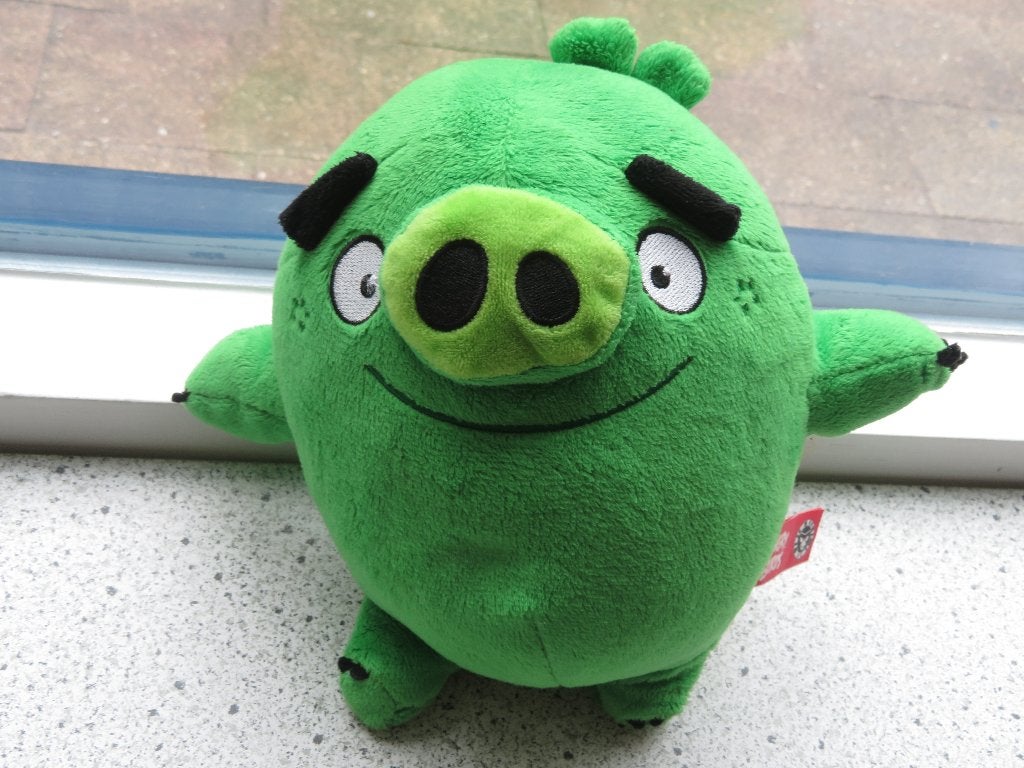 Groen velours varken van Angry Birds meet ca 26 cm ROVIO, Kinderen en Baby's, Speelgoed | Knuffels en Pluche, Zo goed als nieuw