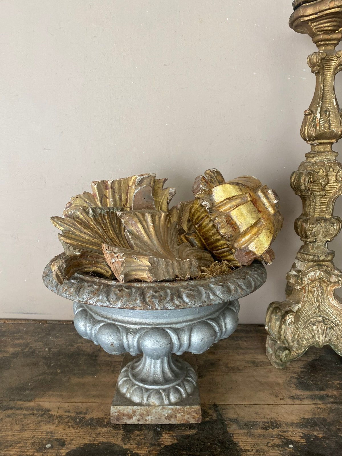 4 antiek frans verguld hout ornamenten, Ophalen of Verzenden