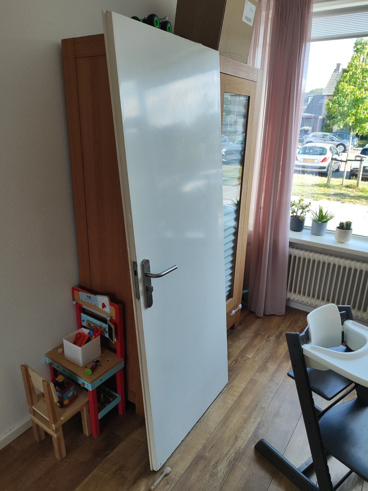 GRATIS opdekdeur 201.5 x 78 cm met RVS deurbeslag, Ophalen, Gebruikt, Minder dan 80 cm, Binnendeur