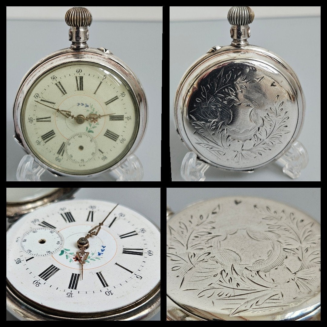 Antiek zilver, heren zakhorloge met defect uurwerk, Ophalen of Verzenden, Zilver