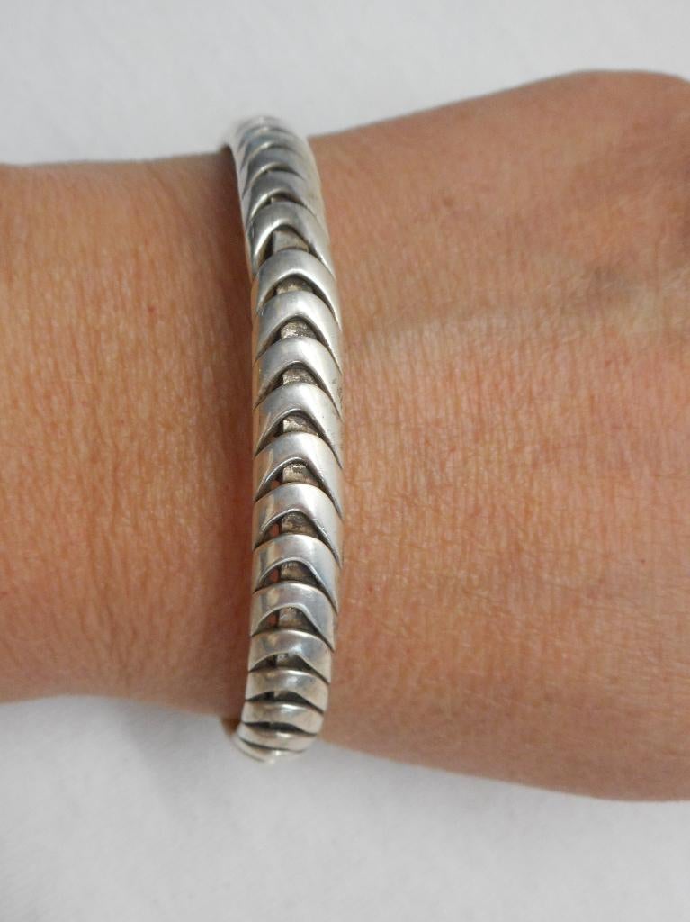 Zilveren massieve vintage set spang + klem armband nr.5000, Verzenden, Zo goed als nieuw, Zilver, Zilver