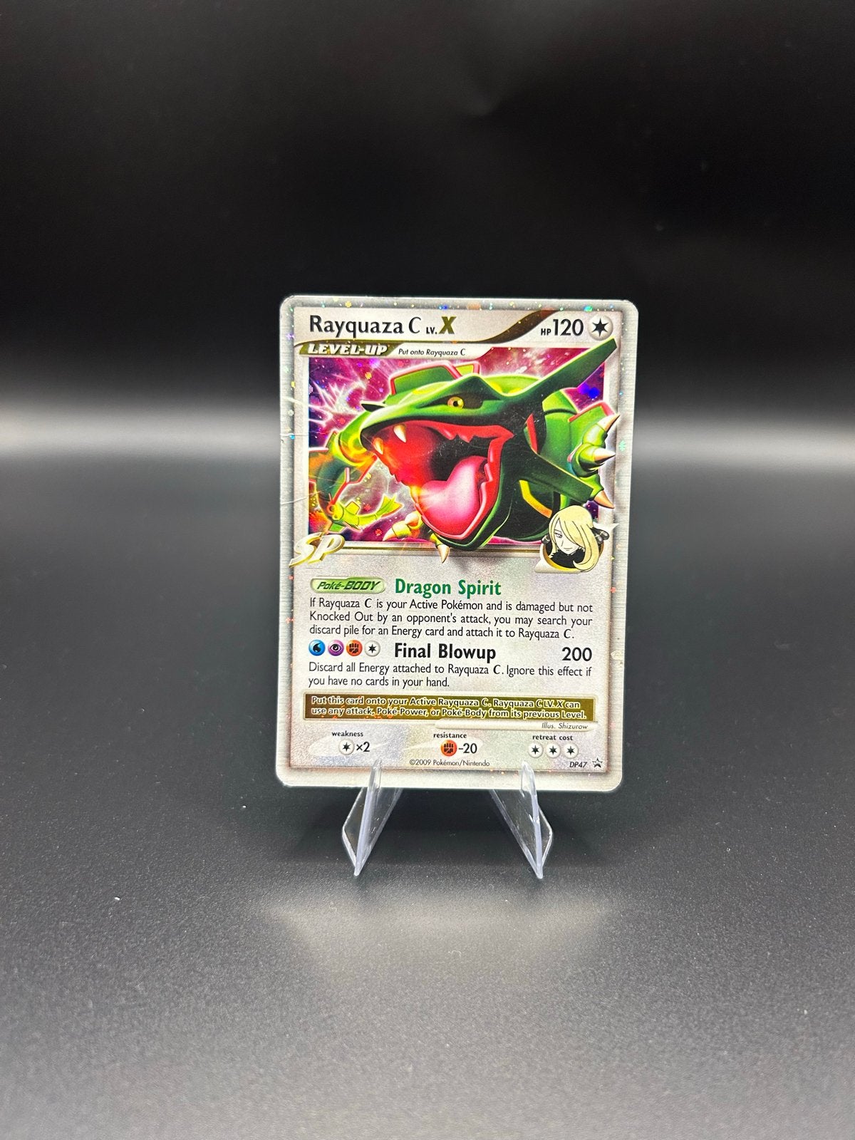 Rayquaza C LV.X Pokémon kaart (LP/MP conditie), Ophalen of Verzenden, Gebruikt, Losse kaart