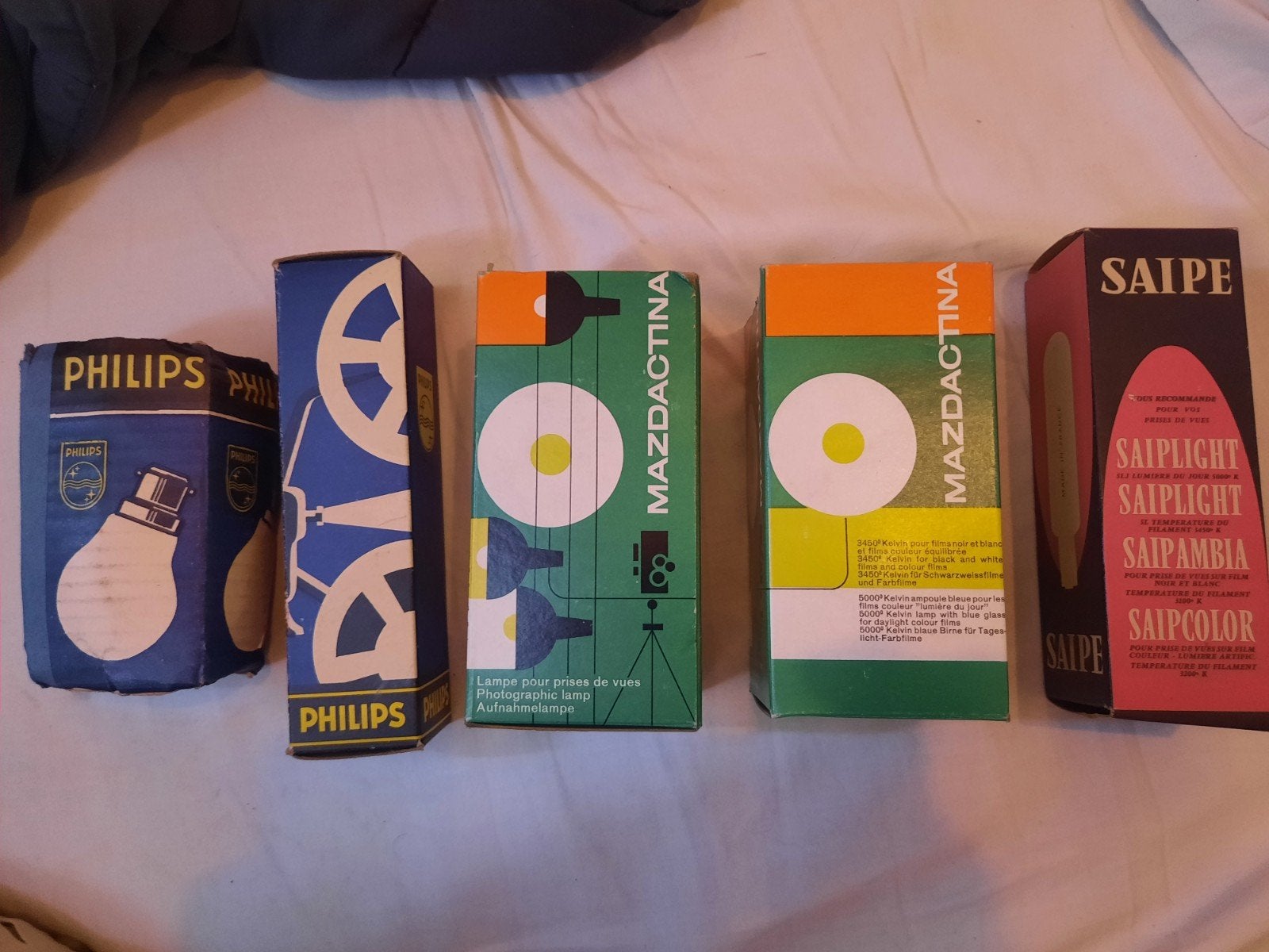 Vintage fotolampen Philips, Mazdactina, Saipe, Belichting, Ophalen of Verzenden, Gebruikt