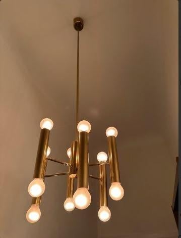 vintage kroonluchter sputnik design Doria 12 lampen, Ophalen, Zo goed als nieuw, Metaal, Mid-century