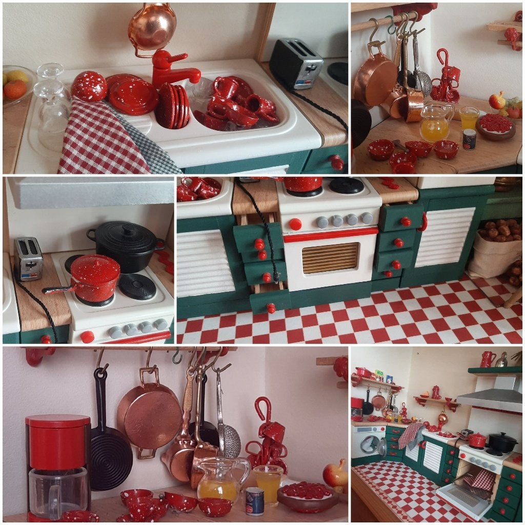 BODO HENNIG MINIATUREN COMPLETE SET KEUKEN VINTAGE, Ophalen of Verzenden, Zo goed als nieuw, Poppenhuis