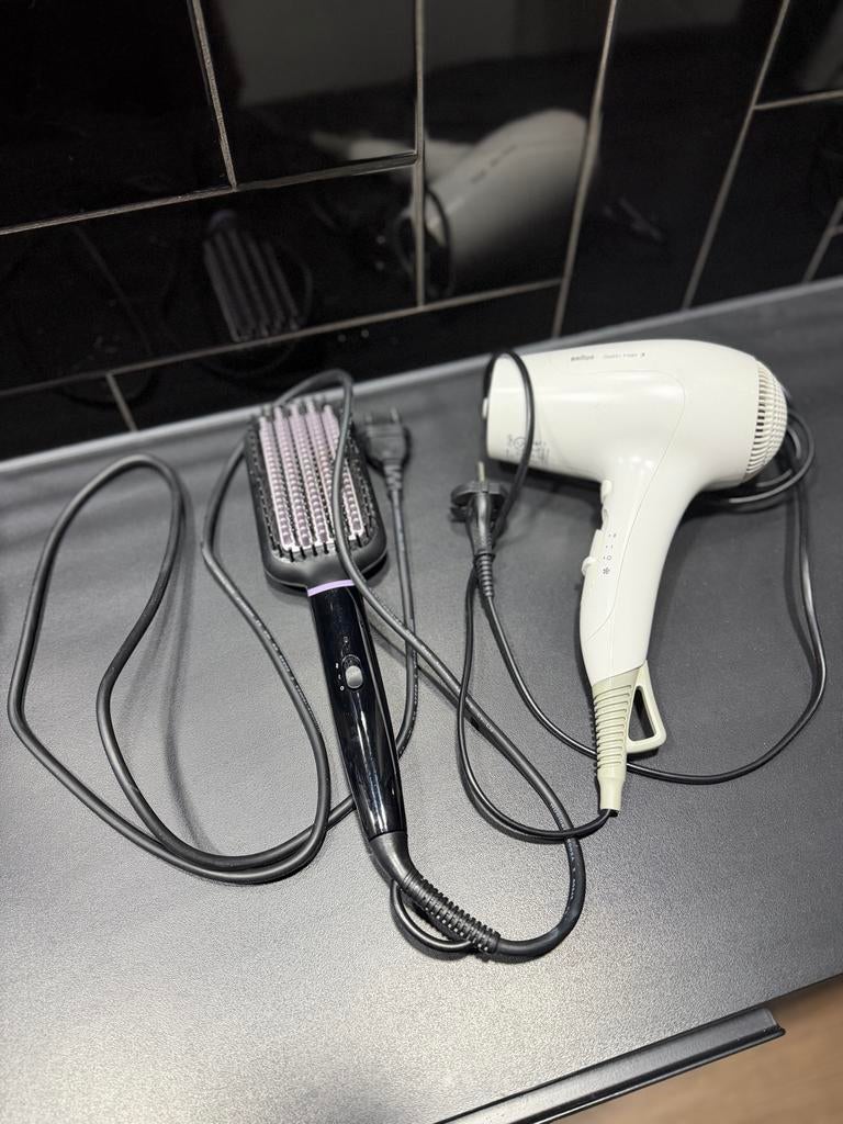Braun Föhn & Philips Verwarmde Borstel - Haarstyling Set, Ophalen, Gebruikt, Haarverzorging