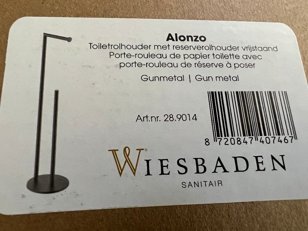 Wiesbaden Alonso Toiletrolhouder Gun metal, Toilet-accessoire, Overige kleuren, Overige merken, Nieuw