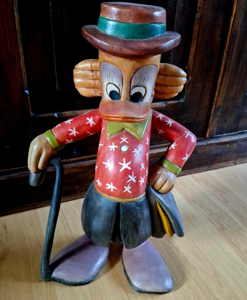 Houten beeld  Dagobert Duck, Verzamelen, Ophalen, Donald Duck, Zo goed als nieuw, Beeldje of Figuurtje